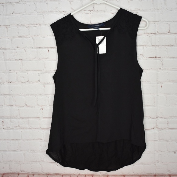 French Connection Women's Lace Trim Black Sz 8 - Picture 2 of 6